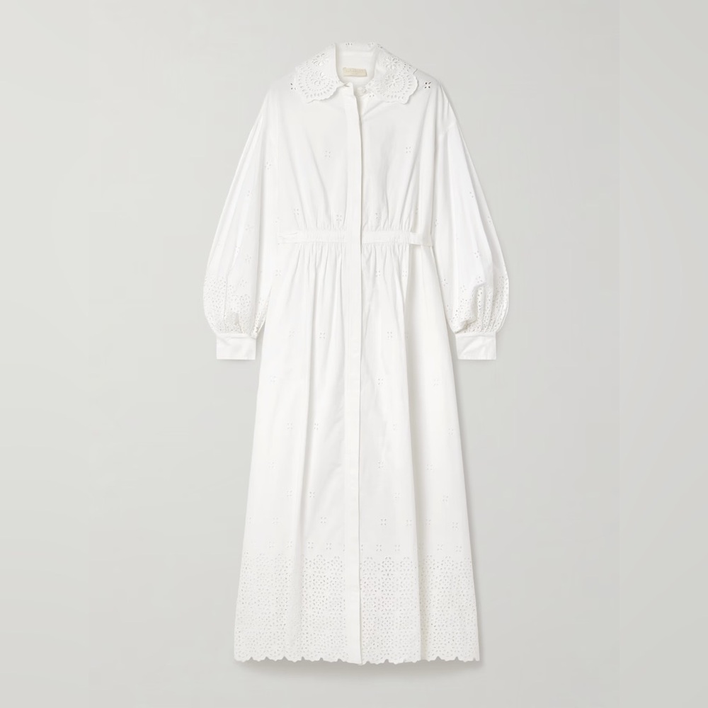 ULLA JOHNSON Adette tie-detailed broderie anglaise eyelet cotton midi dress - Picture 13 of 13